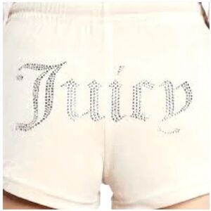 Juicy Couture Cream Velour Rhinestone Sleep Short Medium NWT